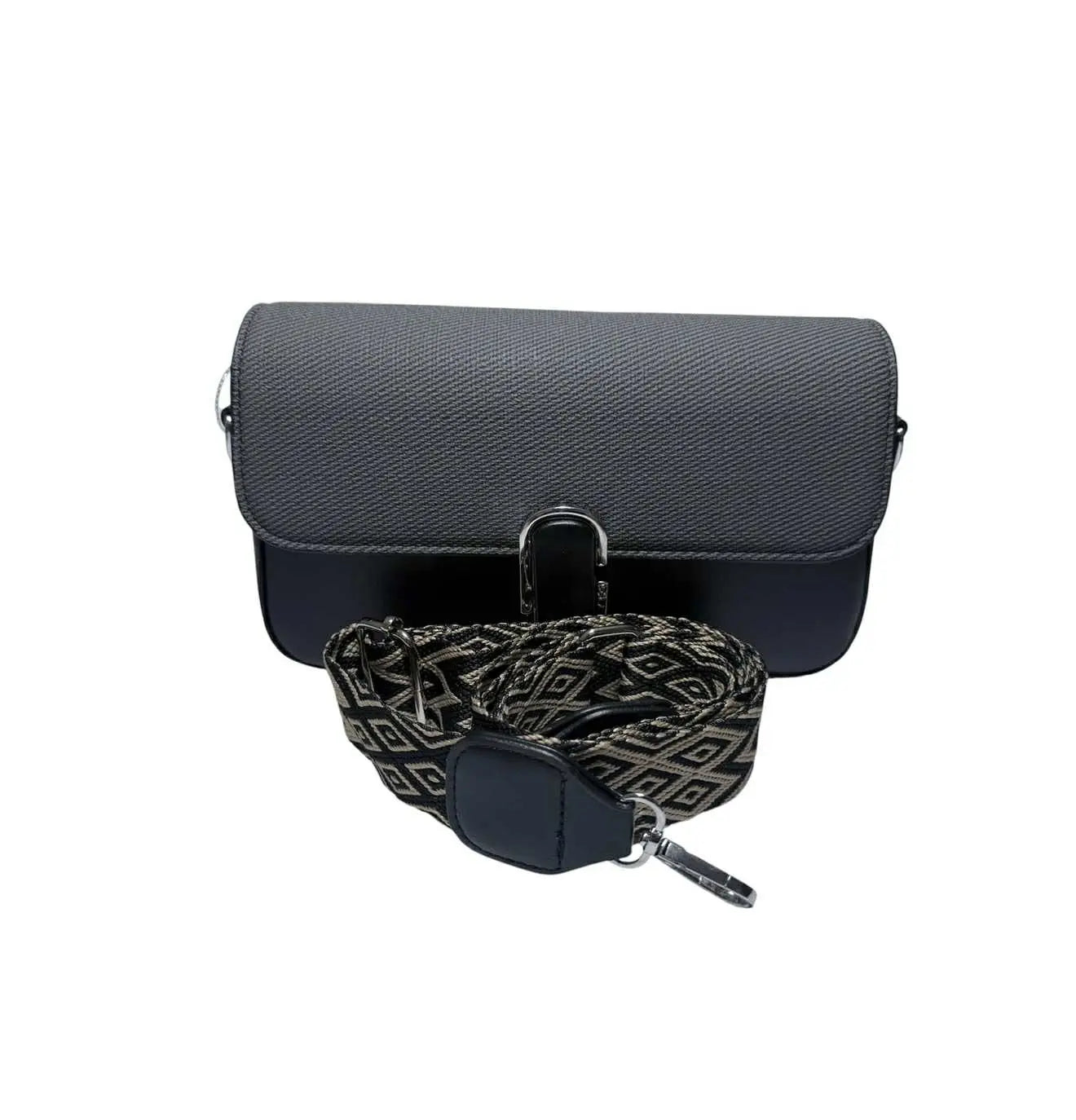 Bolso Cruzado Rosado con Correa Étnica Rosado y Blanco FGA HOME