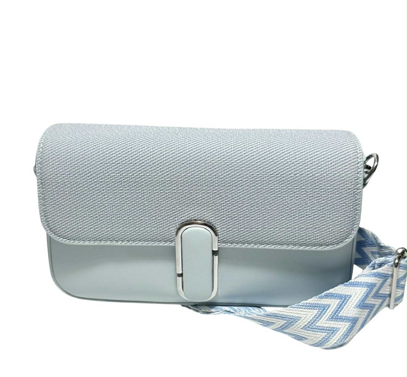 Bolso Cruzado Rosado con Correa Étnica Rosado y Blanco FGA HOME