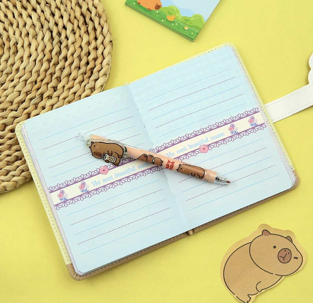2 in Cute Capybara Theme Stationery Gift box set incluide 1 pcs A6 Cartoon Animal Capibara Notebook Journal Memo Pads Notepad Diary and pen Gift for Birthday Christmas Kids Office School Supplies. FGA HOME
