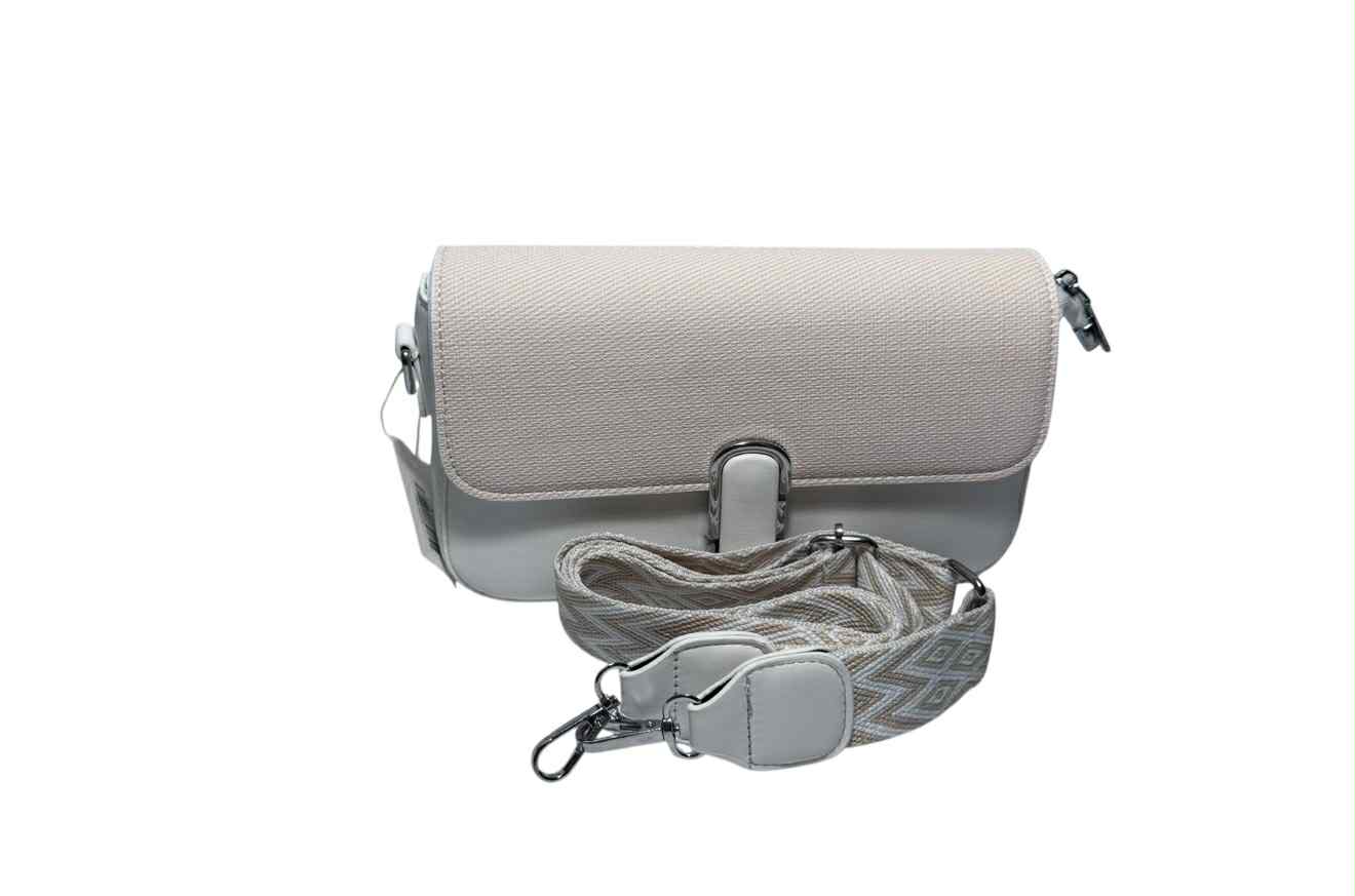 Bolso Cruzado Rosado con Correa Étnica Rosado y Blanco FGA HOME
