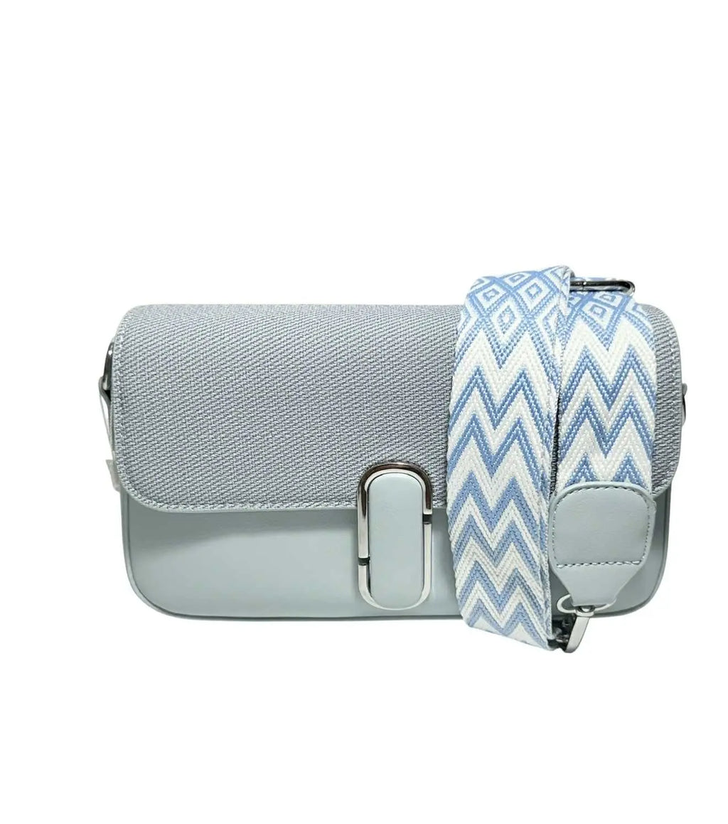 Bolso Cruzado Rosado con Correa Étnica Rosado y Blanco FGA HOME